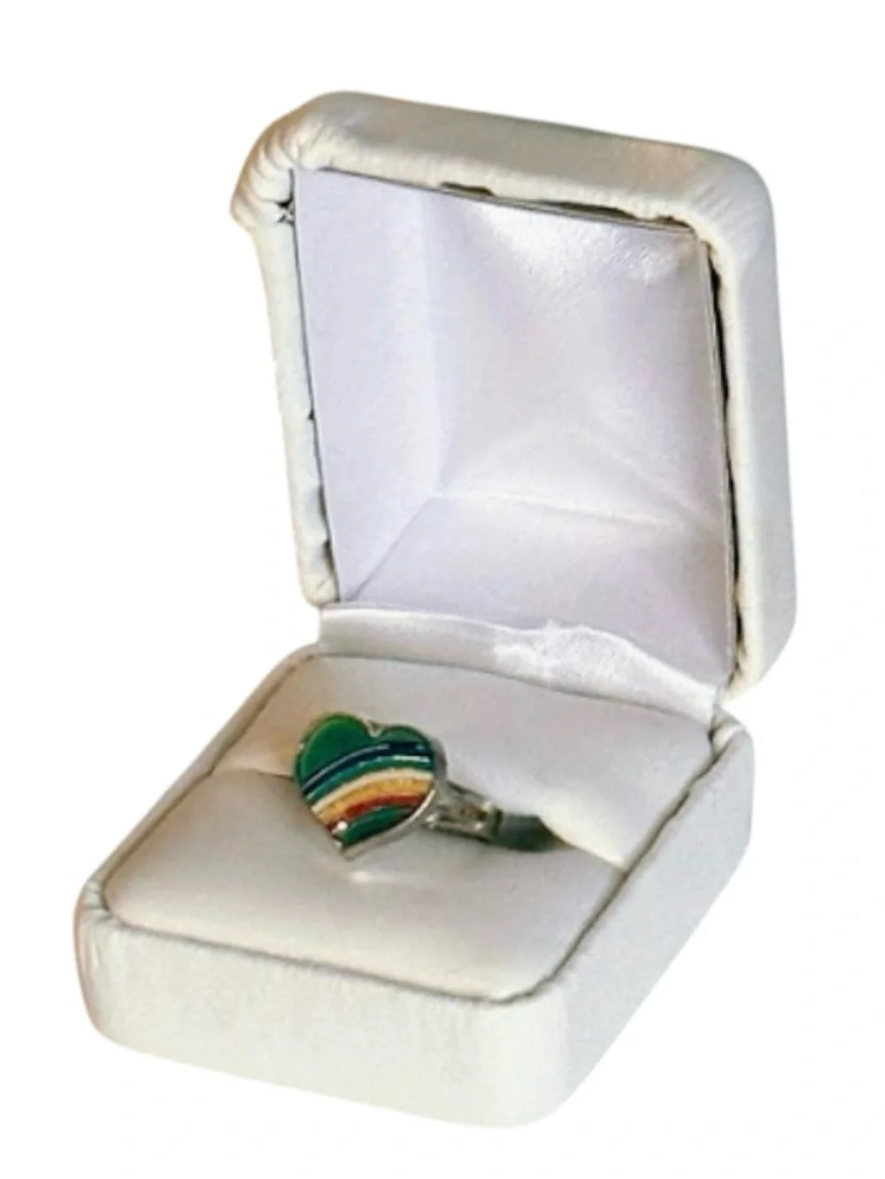 Hot topic y2k Heart Rainbow Enamel Silver mood Ring Multicolor size 6